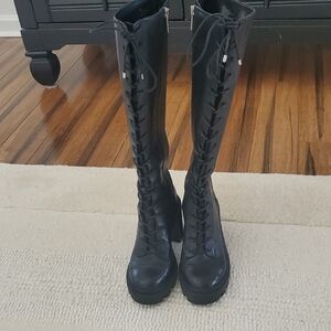 Giani Bernini Black Lace-Up Over-The-Knee Platform Boots